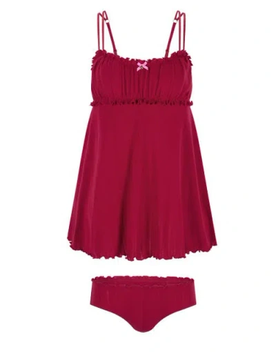 Adore Me Ophylia Babydoll & Hipster Set In Red