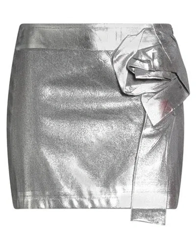 Tensione In Woman Mini Skirt Grey Size M Polyester, Viscose, Elastane In Metallic