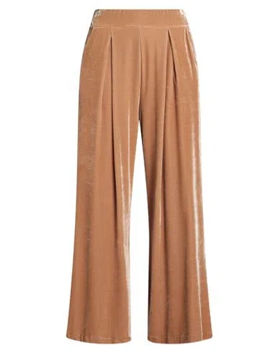 Tensione In Woman Pants Camel Size M Polyester, Elastane In Nude