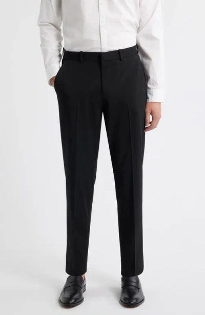Open Edit Slim Fit Solid Flat Front Stretch Suit Pants In Black