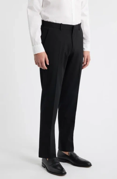 Open Edit Slim Fit Solid Flat Front Stretch Suit Pants In Black