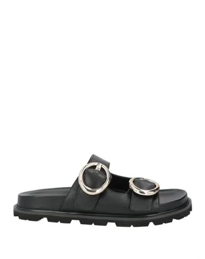 Stuart Weitzman Benni Leather Dual-strap Sport Slide Sandals In Black