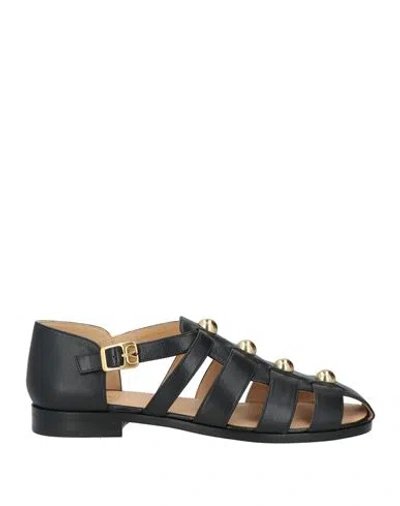 Valentino Leather Sandals In Black