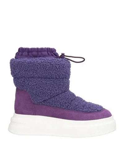 Tosca Blu Studio Woman Ankle Boots Purple Size 8 Textile Fibers In Purple