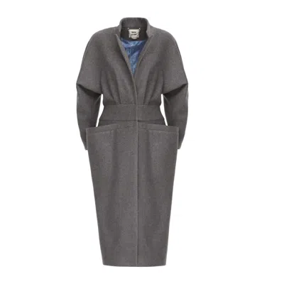 Julia Allert Women's Architectural Wool-effect Coat With Large Pockets Grey In Gray