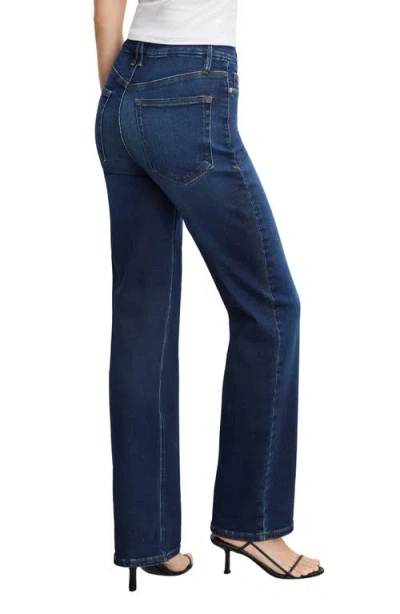Good American Soft Tech Good True High Rise Straight Jeans In Indigo572 In Blue