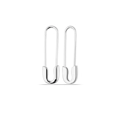 Spero London Sterling Silver Safety Pin Earring In Silver