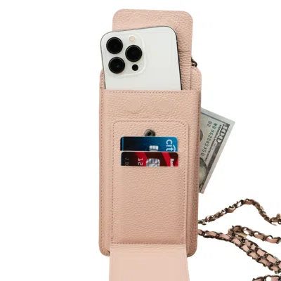 Leathere Women's Leather Pink Crossbody Bag Phone Wallet - Columbus In Pink