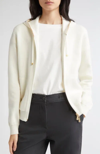 Eleventy Cashmere Blend Zip Hoodie In White