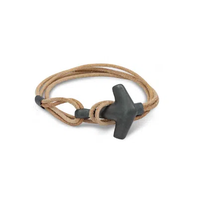 Freya & Thor Of Sweden Men's Black / Brown Arch Bracelet - Oxid Silver & Duo Double Brown In Multi