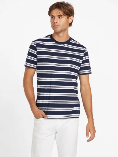 Guess Factory Eco Zack Striped Tee In Blue