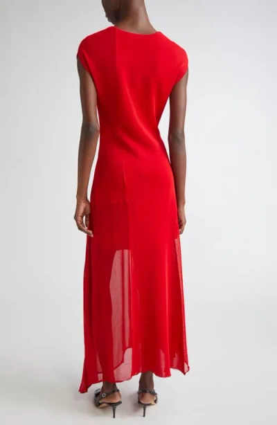 Jason Wu Collection Asymmetric Mesh Knit Midi Dress In Red