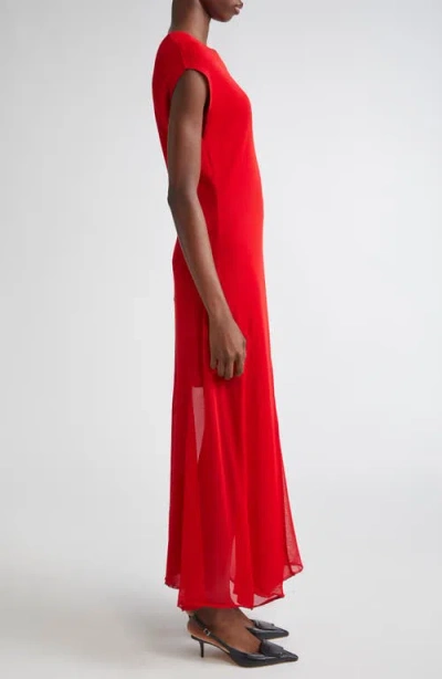 Jason Wu Collection Asymmetric Mesh Knit Midi Dress In Red