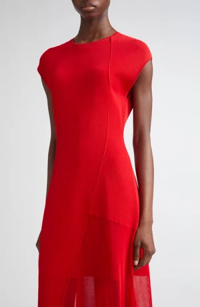 Jason Wu Collection Asymmetric Mesh Knit Midi Dress In Red