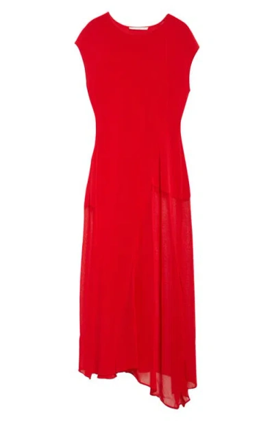 Jason Wu Collection Asymmetric Mesh Knit Midi Dress In Red