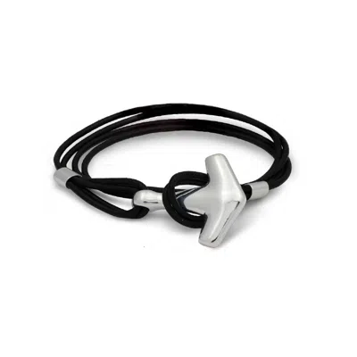 Freya & Thor Of Sweden Men's Black / Silver Arch Bracelet - Silver & Duo Double Black In Multi