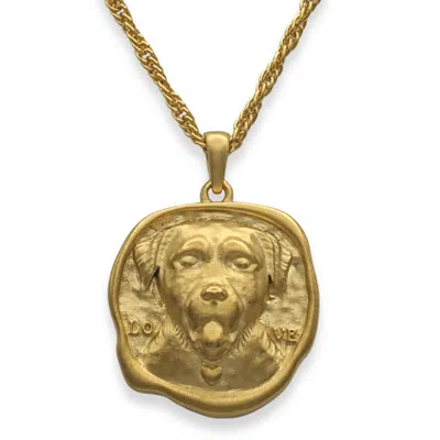 Frenvyrn Men's Gold / Black Lars Reversible Dog Coin Necklace, Gold Vermeil In Multi