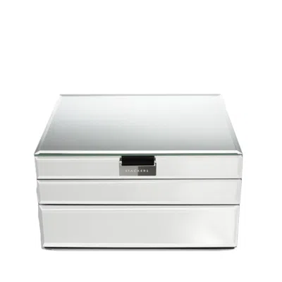 Stackers Women's Silver  Mirror Jewellery Box Set Of Three In White