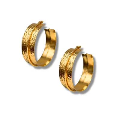 Jaredjamin Women's Gold Tribella Textured Hoop Earrings