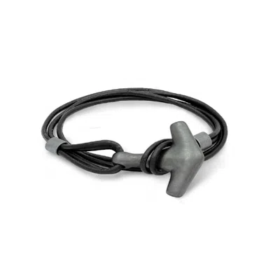 Freya & Thor Of Sweden Men's Arch Bracelet - Oxid Silver & Duo Double Black In Black