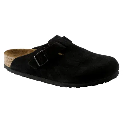 Birkenstock Boston Bs Mens Nubuck Slip On Clogs In Black
