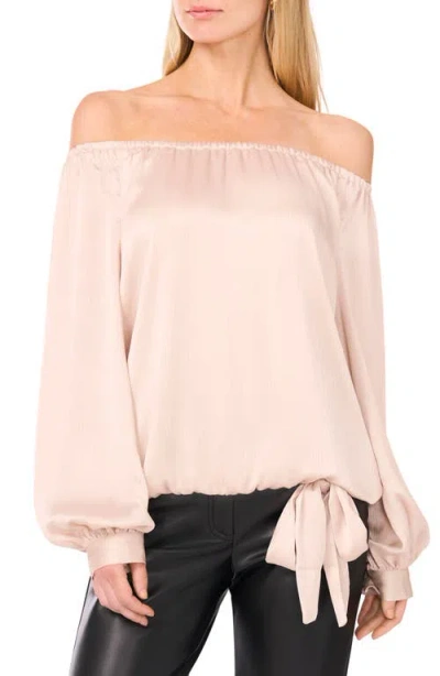 Vince Camuto Textured Satin Off The Shoulder Top In Neutral