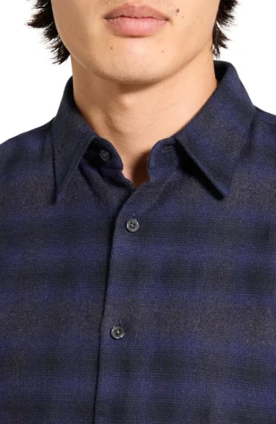 Theory Irving Plaid Cotton Flannel Button-up Shirt In Blue