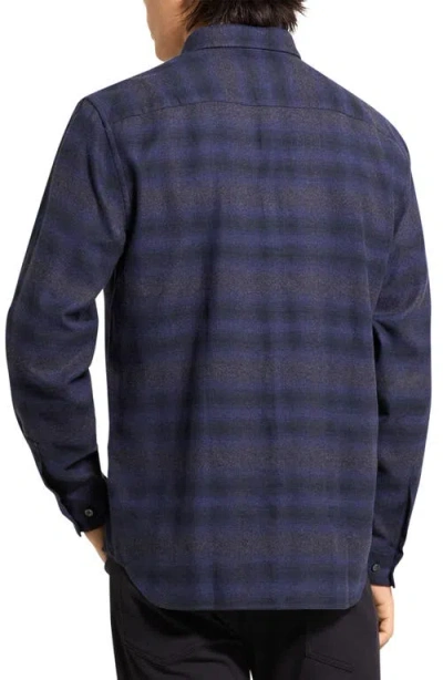 Theory Irving Plaid Cotton Flannel Button-up Shirt In Blue