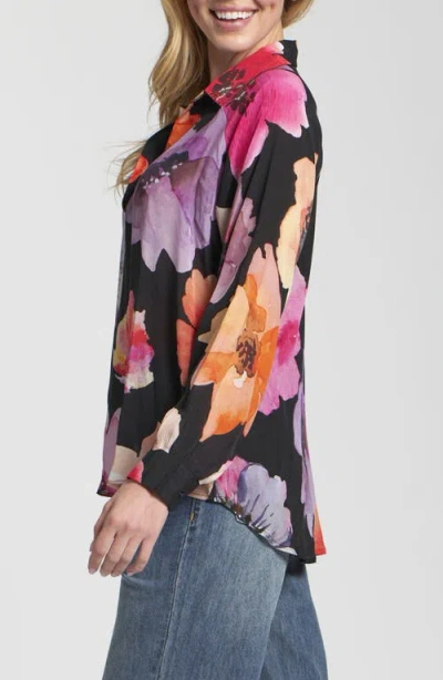 Apny Print Split Neck Top In Multi