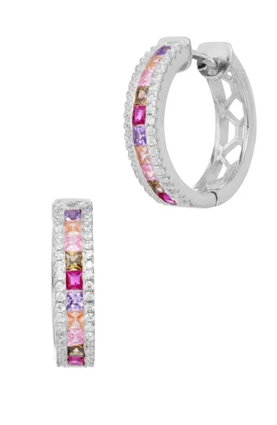 Savvy Cie Jewels Gold Plated Cubic Zirconia Hoop Earrings In Metallic