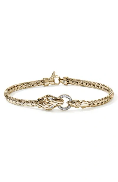 John Hardy Naga Bracelet Gold Diamonds 3.5mm In Gray