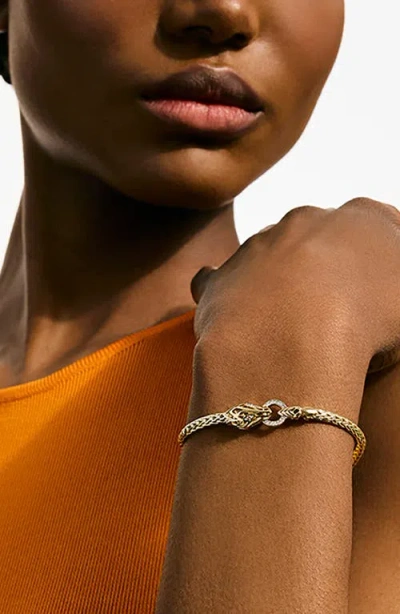 John Hardy Naga Bracelet Gold Diamonds 3.5mm In Gray