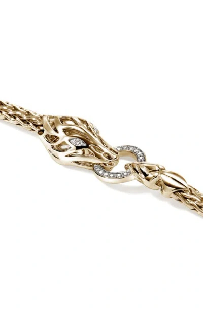 John Hardy Naga Bracelet Gold Diamonds 3.5mm In Gray