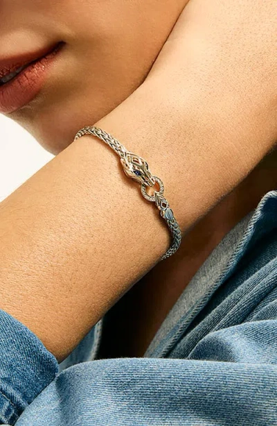 John Hardy Naga Bracelet Sterling Silver Diamonds Blue Sapphire 3.5mm