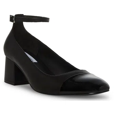Steve Madden Eli Womens Leather Ankle Strap Pumps In Black