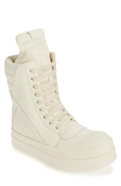 Rick Owens White High-top Sneakers With Platform Sole In White
