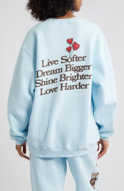 The Mayfair Group Bear Fleece Graphic Sweatshirt In Blue