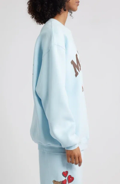 The Mayfair Group Bear Fleece Graphic Sweatshirt In Blue