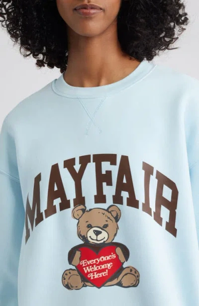 The Mayfair Group Bear Fleece Graphic Sweatshirt In Blue