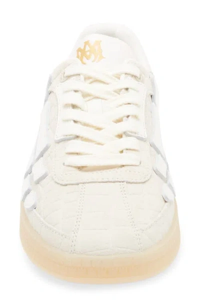 Amiri Pacific Bones Crocodile-effect Suede Sneakers In White