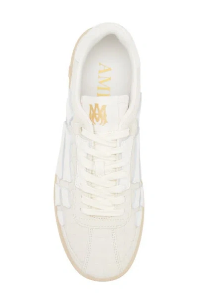 Amiri Pacific Bones Crocodile-effect Suede Sneakers In White