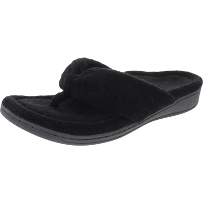 Vionic Relax Womens Terry Cloth Wedge Slide Sandals In Black