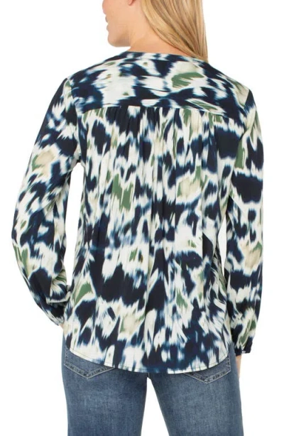 Liverpool Los Angeles Shirred Yoke Button-up Shirt In Blue