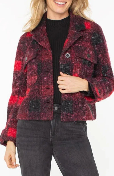 Liverpool Los Angeles Boxy Check Button Front Shacket In Red