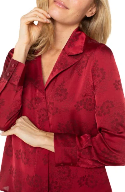 Liverpool Los Angeles Floral Print Satin Blouse In Red