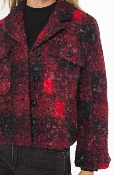 Liverpool Los Angeles Boxy Check Button Front Shacket In Red