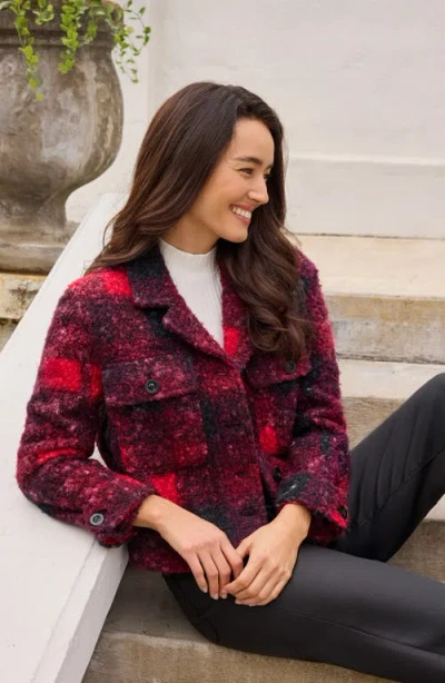 Liverpool Los Angeles Boxy Check Button Front Shacket In Red