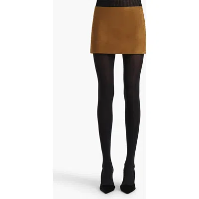 Khaite Jett Lambskin Suede Miniskirt In Brown