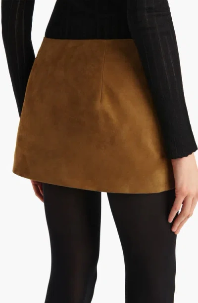 Khaite Jett Lambskin Suede Miniskirt In Brown