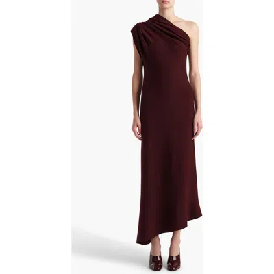 Khaite Coast One-shoulder Wool-blend Maxi Dress In Purple